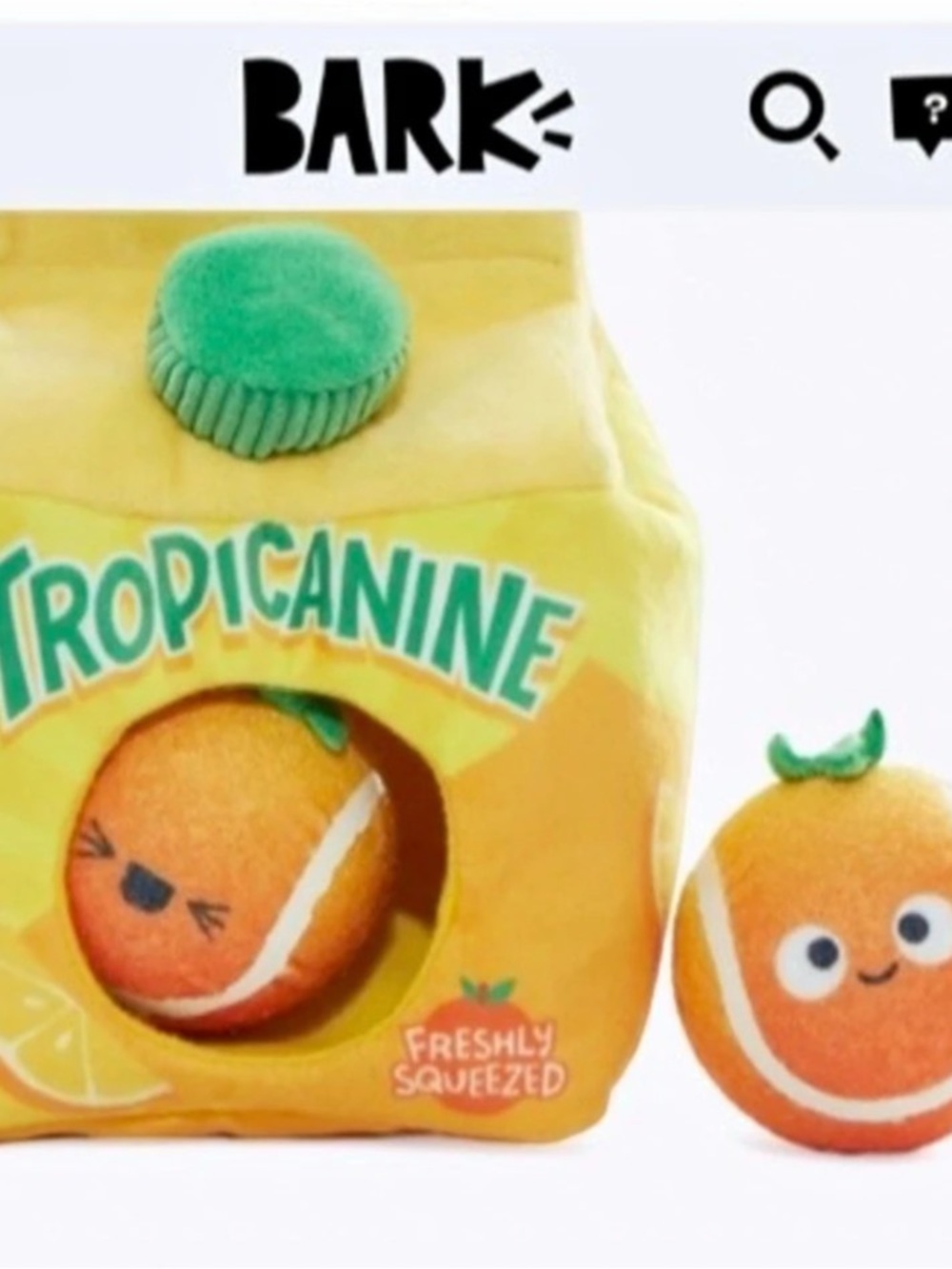 BARK TropiCanine Fresh Squeezed OJ Dog Toy Set Yellow & Orange NWT